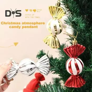 4 шт. Рождественские украшения из конфет, блестящие подвесные украшения из конфет, яркие цветные конфетные подвески для украшения рождественской елки красный