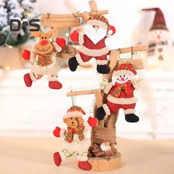 4 шт. Рождественские украшения плюшевый снеговик Санта лось медведь кукла фигурка зимние подвесные украшения для рождественской елки домашний декор Sets хаки