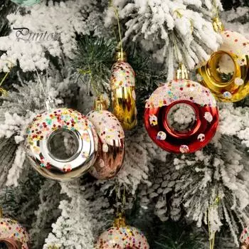 4 шт. рождественские украшения, подвески в виде пончиков, подвесные украшения для рождественской елки, реквизит для вечеринки, подвеска, домашний декор