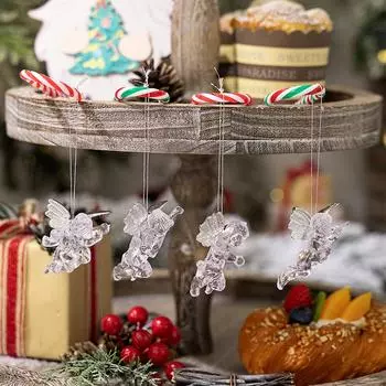 4 шт. Рождественские украшения в виде ангела, прозрачный ангел с подвесками для рождественской елки, праздничные украшения One Size