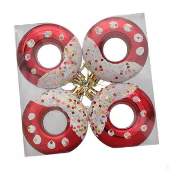 4 шт. Рождественские украшения в виде пончиков, сувениры для вечеринок, подвеска на рождественскую елку, подвесное украшение для Pink Gold