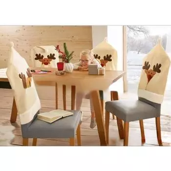 4 шт. Рождественский чехол на стул с изображением оленя, вышитый рождественский чехол на стул с изображением лося, украшение на рождественский обеденный стол, праздничная шляпа, чехлы на спинки стульев