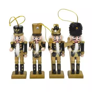 4 шт., Рождественский декор деревянной куклы, рождественские щелкунчики ручной работы, кукла, кулон, традиционные деревянные украшения «Щелкунчики»