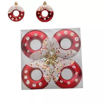 4 шт. Рождественский шар, украшение на елку, пластиковые пончики, подвесные украшения для детского душа, дня рождения, свадьбы, вечеринки золотой