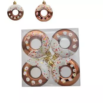 4 шт. Рождественский шар, украшение на елку, пластиковые пончики, подвесные украшения для детского душа, дня рождения, свадьбы, вечеринки розовый