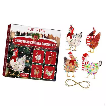 4 шт. Рождественский шарф с подвесками в виде курицы, подвесные украшения для елки, милый рождественский декор
