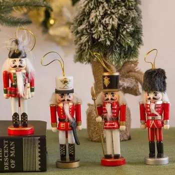 4 шт., Рождественский Щелкунчик, деревянный солдатик, Щелкунчик, кукла на подставке, рождественские украшения для украшения фестиваля, рождественские украшения, подарок золотой