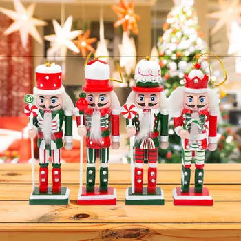 4 шт. Рождественский Щелкунчик, украшение с веревками, коллекционная кукла, деревянный солдатик на Рождество