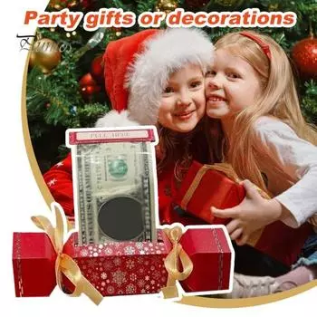 4 шт. Рождественский сюрприз, денежный мешок, выдвижная коробка для денег своими руками с лентами, праздничный держатель для денег, подарочный мешок C