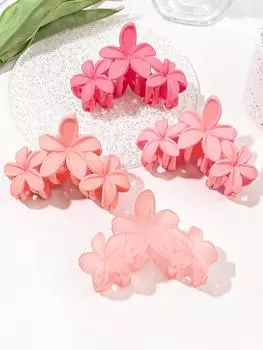 4 шт. розовые большие заколки-краб для волос с цветком, цветочные аксессуары для волос для густых вьющихся волос, сильная фиксация, подарки для женщин и девочек Size fits all