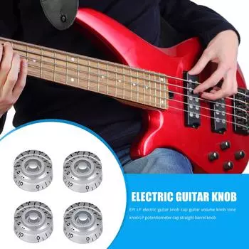 4 шт., ручка для электрогитары, кнопка регулировки громкости гитары для EPI LP (Серебряный)