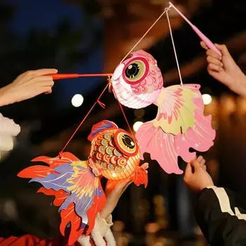 4 шт. Ручной фонарь в виде золотой рыбки, китайский традиционный фонарь в виде золотой рыбки, набор для самостоятельной сборки, яркий цветной фонарь для середины осени D