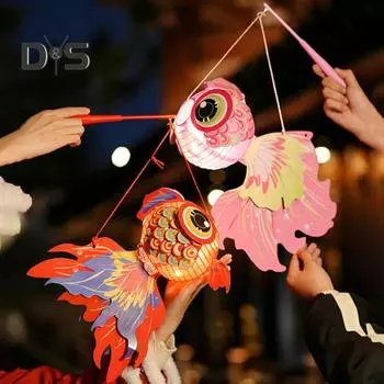 4 шт. Ручной фонарь в виде золотой рыбки, китайский традиционный фонарь в виде золотой рыбки, набор для самостоятельной сборки, яркий цветной фонарь для весны и середины осени D