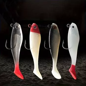 4 шт. рыболовная приманка Luya, мягкая приманка, бионическая приманка, Т-хвост рыбы, материал ПВХ, свинцовая упаковка, невисящая донная приманка для свинцовой рыбы 4pcs