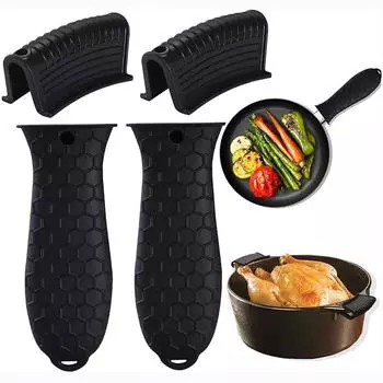 4 шт. съемный домашний нескользящий чехол для сковороды кухонный антиожоговый мягкий силиконовый чехол для кастрюли сковорода держатель для горячей ручки 4PCS/SET