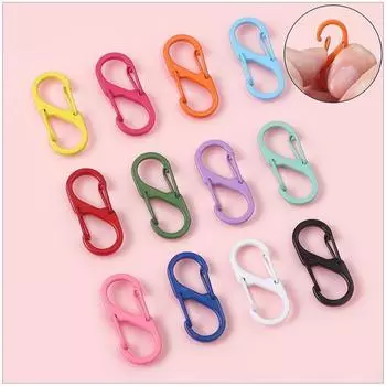 4 шт. S-образный цветной сплав краска пружинная пряжка карабин противоугонный мини брелок крючок рюкзак уличное подвесное соединительное кольцо розовый