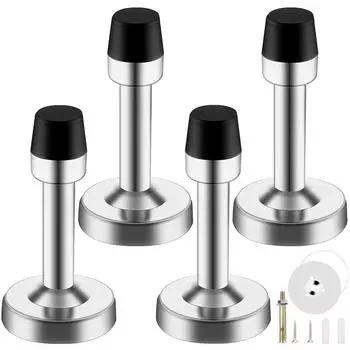 4 шт. самоклеящиеся дверные ограничители из нержавеющей стали с резиновым наконечником, настенная защита, дверная защелка, дверной стопор для домашнего офиса 1pc