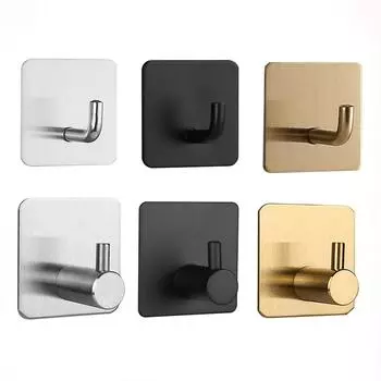 4 шт. Самоклеящиеся крючки из нержавеющей стали, самоклеящиеся настенные крючки, вешалка, прочный водонепроницаемый держатель для хранения, наклеиваемые крючки для полотенец