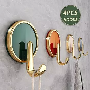 4 шт. самоклеящиеся круглые настенные крючки водонепроницаемые крючки для полотенец для ванной комнаты, душа, домашней организации для роскошного дизайна, сильная фиксация