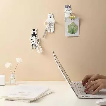 4 шт. самоклеящиеся настенные крючки в форме милых животных, простая установка, для кухни, ванной комнаты, многоразовые бесшовные крючки Sets