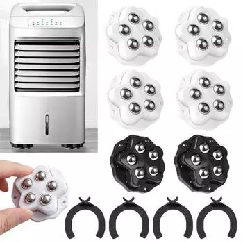 4 шт. самоклеящиеся роликовые колеса для бытовой техники, мусорного ведра, ящика для хранения мебели, движущиеся колеса, универсальные шариковые роликовые направляющие, вращающиеся на 360 градусов, липкий шкив 4pcs Without brakepats чёрный