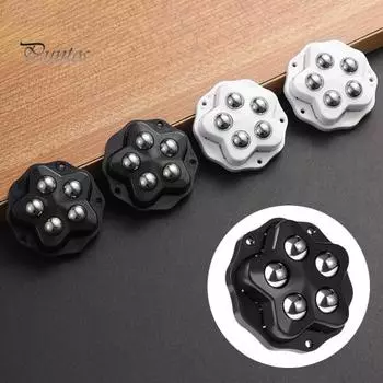 4 шт. самоклеящиеся роликовые колеса для бытовой техники, мусорного ведра, ящика для хранения мебели, движущиеся колеса, универсальные шариковые роликовые направляющие, вращающиеся на 360 градусов, липкий шкив 4pcs Without brakepats чёрный