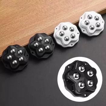 4 шт. самоклеящиеся роликовые колеса для бытовой техники, мусорного ведра, ящика для хранения мебели, движущиеся колеса, универсальные шариковые роликовые направляющие, вращающиеся на 360 градусов, липкий шкив 4pcs Without brakepats белый