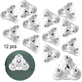 4 шт. Самоклеящиеся шариковые бесшумные универсальные колеса с 3 бусинами для мебели, колеса из нержавеющей стали, вращение на 360°