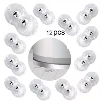 4 шт. Самоклеящиеся шариковые бесшумные универсальные колеса с 2 бусинами для мебели, колеса из нержавеющей стали, вращение на 360°