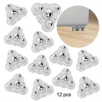 4 шт. Самоклеящиеся шариковые бесшумные универсальные колеса с 3 бусинами для мебели, колеса из нержавеющей стали, вращение на 360°