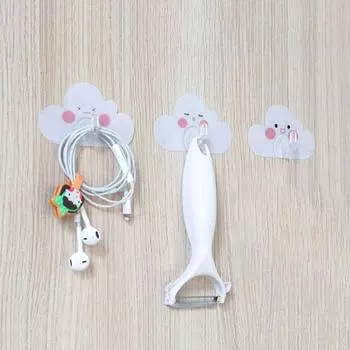 4 шт. самоклеящийся настенный крючок в виде облака, пластиковый липкий крючок, многофункциональный держатель ключей в виде облаков для офиса 4Pcs