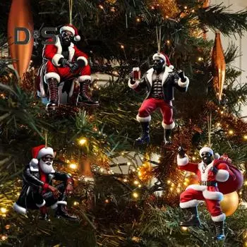 4 шт. Санта-Клаус Рождественское украшение 2D Акриловый автомобильный аксессуар Рождественская елка подвесное украшение для праздничного декора 4pcs