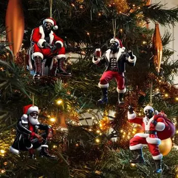4 шт. Санта-Клаус Рождественское украшение 2D Акриловый автомобильный аксессуар Рождественская елка подвесное украшение для праздничного декора 4pcs
