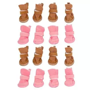 4 шт. сапоги для домашних животных, теплые, мягкие, предотвращающие скольжение, легкие регулируемые зимние пинетки для кошек и собак для чихуахуа-бич Khaki Size 2