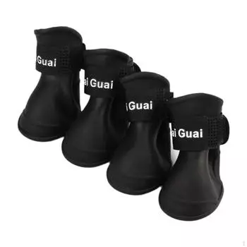 4 шт. Сапоги для собак. Водонепроницаемая обувь для домашних животных. Нескользящая подошва. Милые дышащие пинетки. M