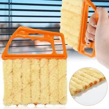 4 шт., щетка для чистки оконных жалюзи, мягкая микрофибра, эргономичная ручка, многофункциональная щетка для чистки пыли, вентилятор для кондиционирования воздуха, щетка для чистки оконного зазора жёлтый