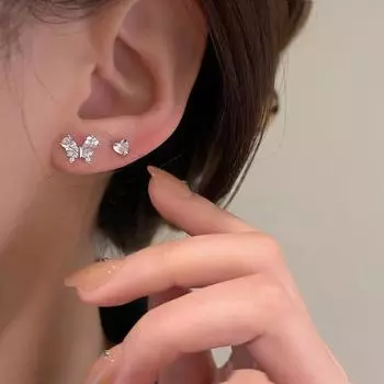 4 шт. серьги-капли для пирсинга для женщин, серьги-бабочки для пирсинга хряща серебряный