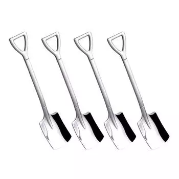 4 шт., серебряная ложка из нержавеющей стали 304, ретро кухонная посуда, арбуз, мороженое, мед, творческая личность, ложки 2pcs Flat 2pcs Pointed
