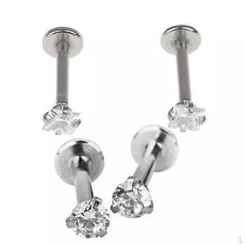 4 шт. серебряные серьги-гвоздики для губ диаметром 3 мм