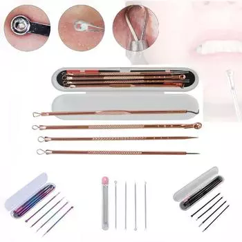 4 шт. серебряных игл для удаления угрей, лечение угрей, удаление черных точек и пятен, иглы для удаления прыщей, инструменты для ухода за кожей лица, очистка лица серебряный