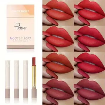 4 шт. Шелковая мягкая маленькая помада в форме тюбика для сигарет, набор матовых мягких спреев, портативный увлажняющий и не высушивающий 4pcs