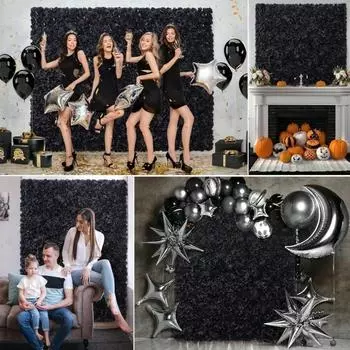 4 шт. шелковые розовые панели черные цветы настенные искусственные цветы роза настенный фон для приветственной вечеринки юбилей церковная сцена фон украшение чёрный