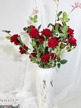 4 шт. шелковых цветов, 20 головок, 82 см, длинный стебель, искусственная роза, искусственная роза для свадьбы, дня рождения, вечеринки, стола, украшения дома, цветочные красный