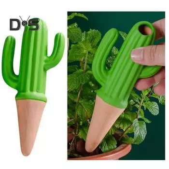 4 шт. шипов для полива в форме кактуса, терракотовые глиняные колышки для растений с самополивом, шипы для полива с медленным высвобождением для комнатных и уличных растений 4pcs