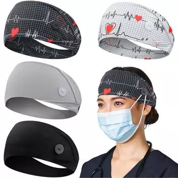 4 шт. широкие повязки на голову для медсестер, нескользящая эластичная защита ушей для женщин и мужчин, повязка на голову для врачей