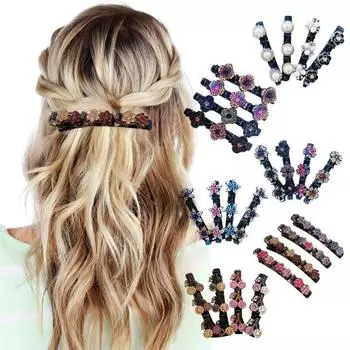 4 шт. шпильки для волос для девочек, блестящие вишневые украшения, двухслойные заколки для волос, женские заколки для волос с косой, аксессуары для волос