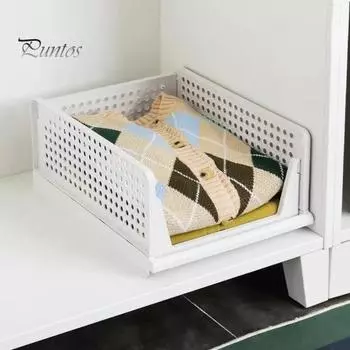 4 шт. штабелируемых ящиков для хранения, ящиков для шкафа, корзин, органайзеров, складных ящиков для хранения, шкафа, ванной комнаты, офиса L