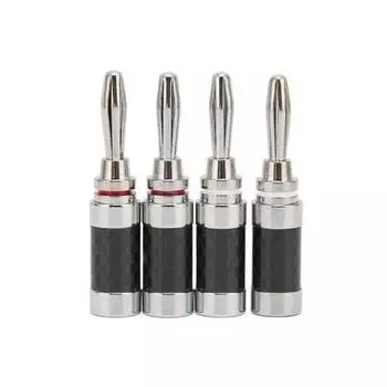 4 шт. штекера типа «банан», латунь, хром, черный корпус из углеродного волокна, разъем типа «банан» для усилителей динамиков
