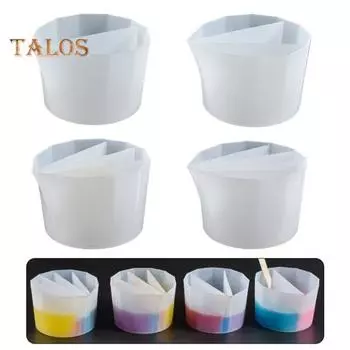 4 шт., силиконовая чашка для заливки, разделенная чашка для краски, чашка для смешивания цветов, дизайн с несколькими отделениями, многоразовая чашка для смешивания жидкости, художественная смола, ремесло Sets