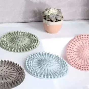 4 шт., силиконовая круглая крышка для сливного отверстия, улавливатель волос, простая установка, нескользящая крышка фильтра для сливного отверстия в полу серый